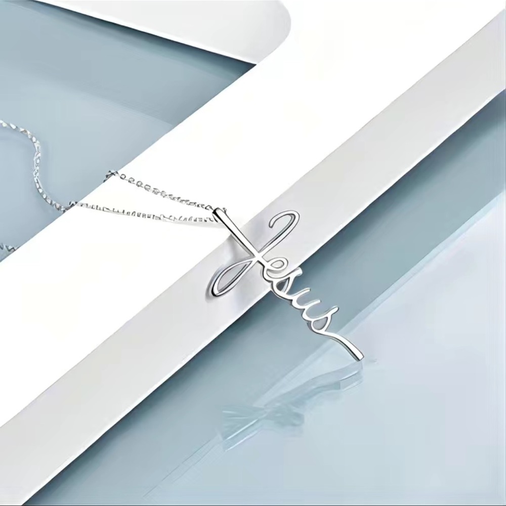 Silver “Jesus” Cross Necklace